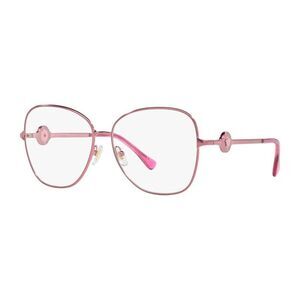 Versace Sunglasses Rectangle Full Rim, Metallized Pink Frame and Clear Lens